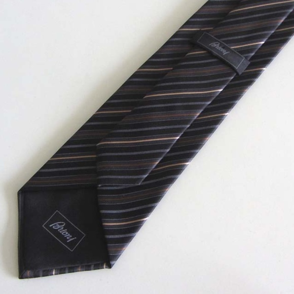 BRIONI multicolor stripe neck tie 100% silk Italy - Picture 2 of 4